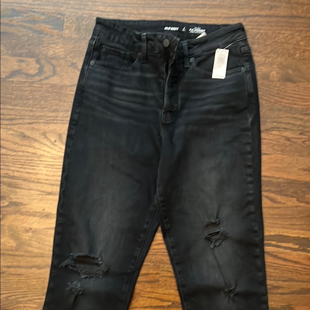 Old Navy Black High Rise Distressed Jeans